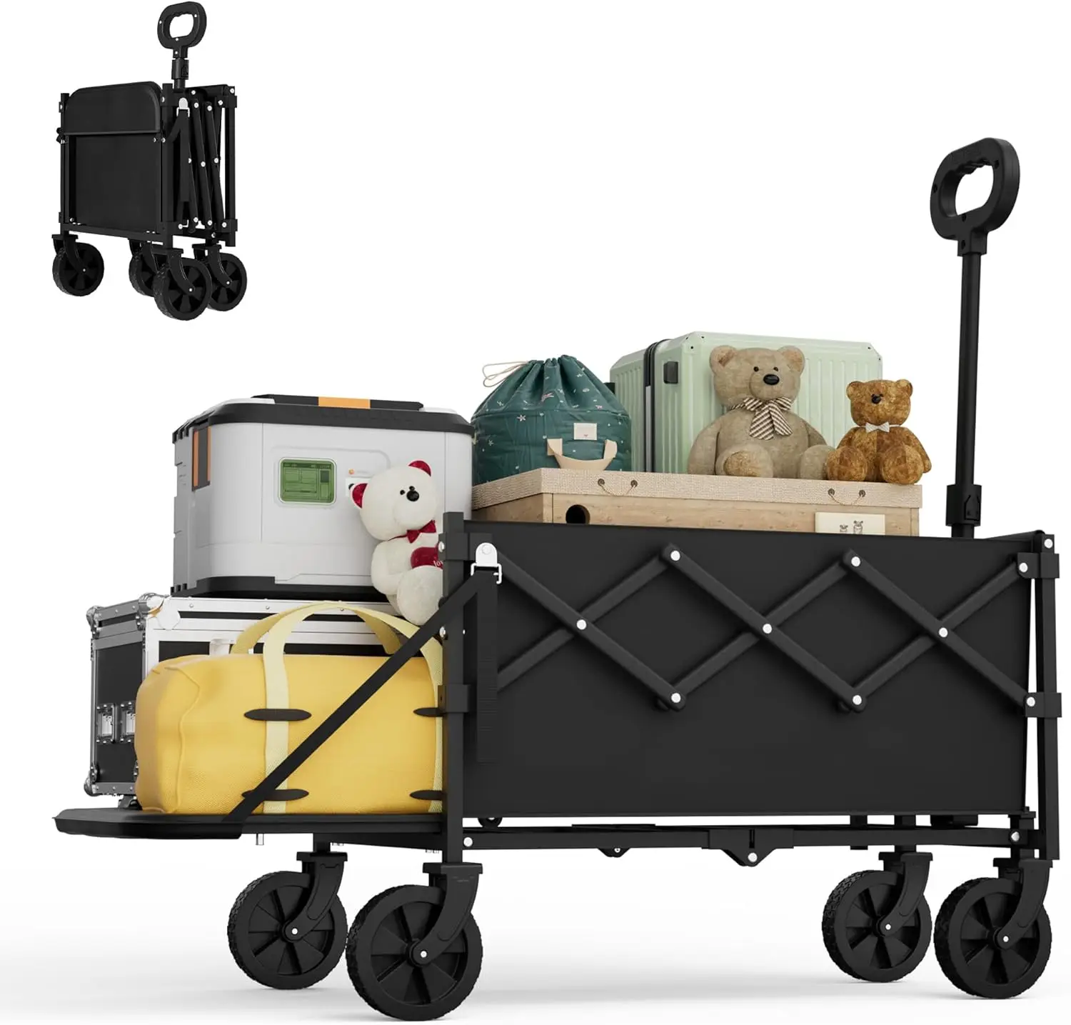 

Маленькая складная тележка с откидной задней дверью, ультракомпактная складная тележка для покупок, кемпинга, спорта, сада, грузоподъемность 350 фунтов