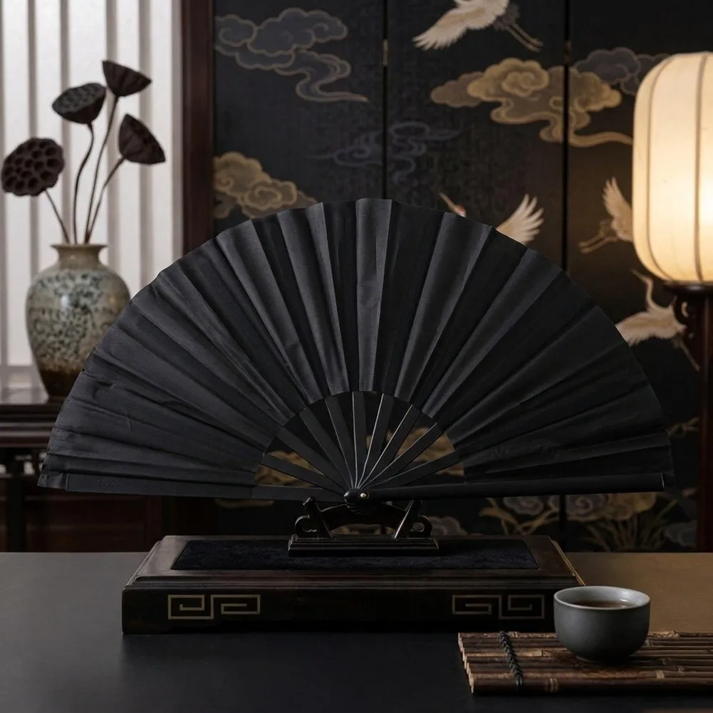 Elegant Black 8 Inch Plastic Fans for For martial Arts Dance Performances Celebrations and Creative Home Decor