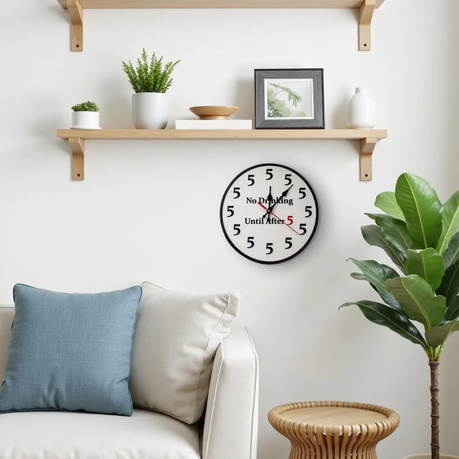 25x25cm Kitchen Wall Clock Modern Funny Easy Read Non-Ticking No Drinking Silent Wall Clock Decorative Watch for Bedroom Home