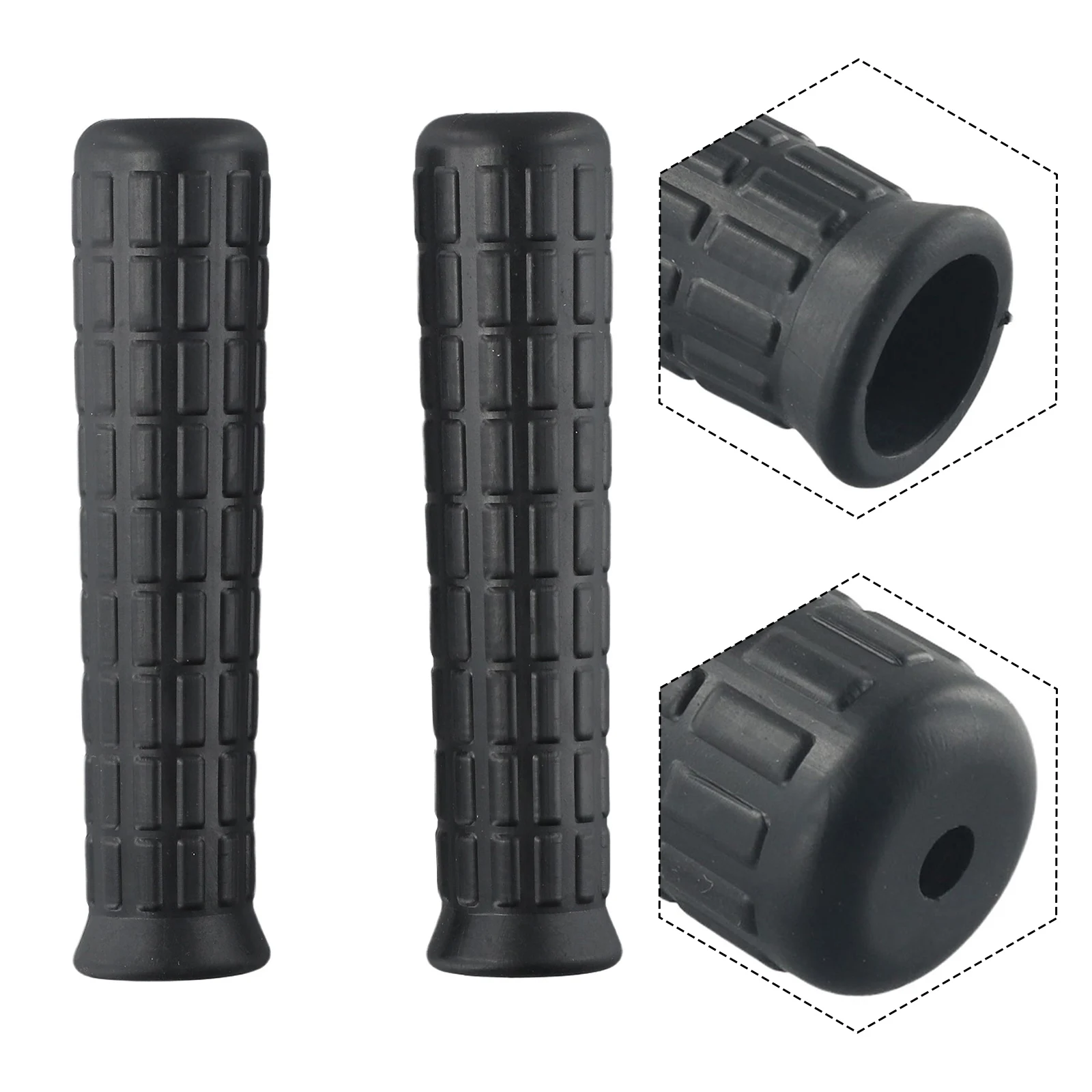 2 قطعة مقابض مطاطية لعربة اليد أنابيب مستديرة مقابض بديلة مضادة للانزلاق كم مطاطي ﻿ مقود قبضة العربة السوداء