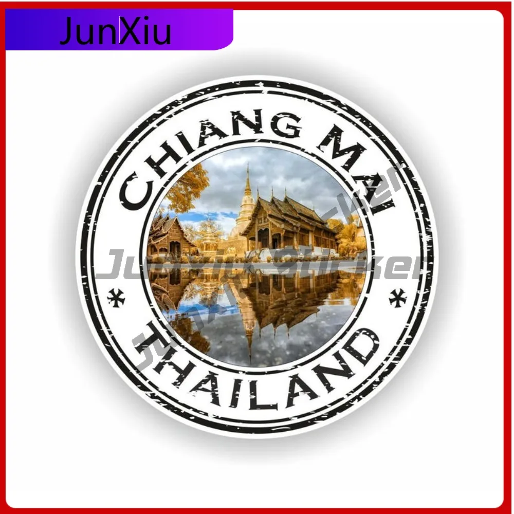 

Chiang Mai Thailand Emblem Flag Design Creative Funny Car Vinyl Sticker Adhesive Scratch-Proof Waterproof Vinyl for Phone Case