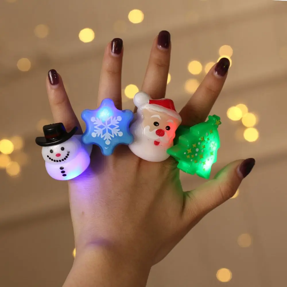 Sweet Vintage Christmas Gift Snowman Christmas Tree Index Finger Ring Fashion Jewelry Christmas Rings Glow Rings Cartoon Ring