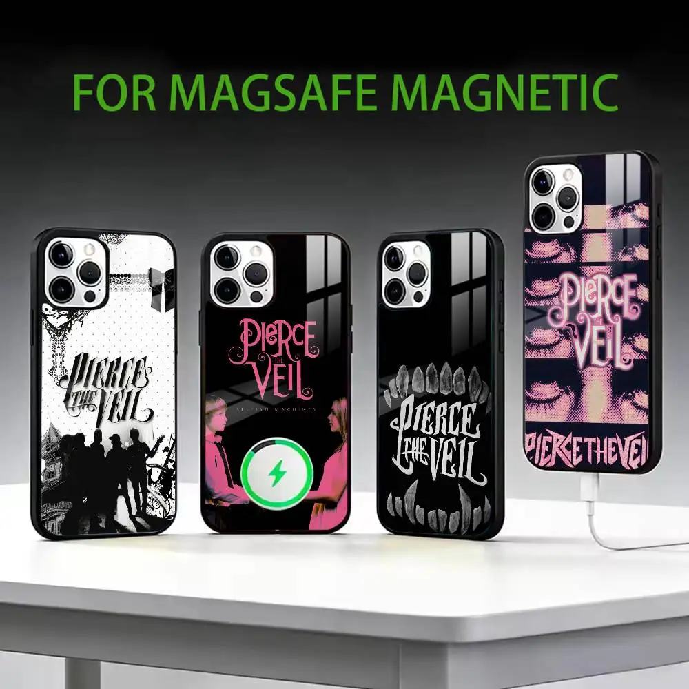 

Чехол для телефона Pierce t-The Veil Band для iPhone 17, 16, 15, 14, 13, 12, 11 Plus, Pro Max, магнитный, для беспроводной зарядки Magsafe