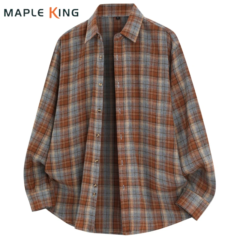 

Мужская классическая рубашка в клетку, повседневная, на пуговицах, винтажная, уличная мода 2026, свободная, оверсайз, с длинным рукавом, в стиле карго