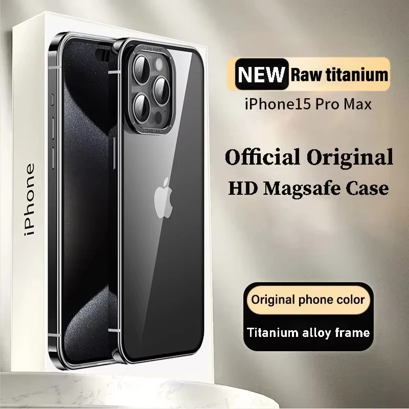 2024 NOWOŚĆ Etui ze stopu surowego tytanu do iphone'a 15 Pro Max HD Magnetic magsafe bezprzewodowe ładowanie macropore lens ochronna tylna pokrywa