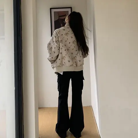 Chaqueta de béisbol bordada de gran tamaño para mujer, ropa de abrigo holgada informal a la moda para otoño e invierno, única, novedad de 2025