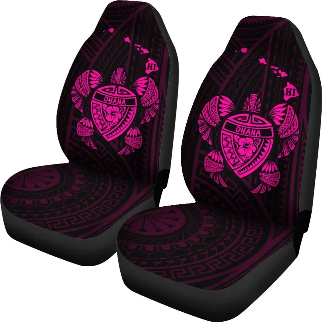 Hawaii Turtle Hibicus Map Seat Cover Car Seat Covers Set 2 Pc, Car Accessories Car Mats - Pink