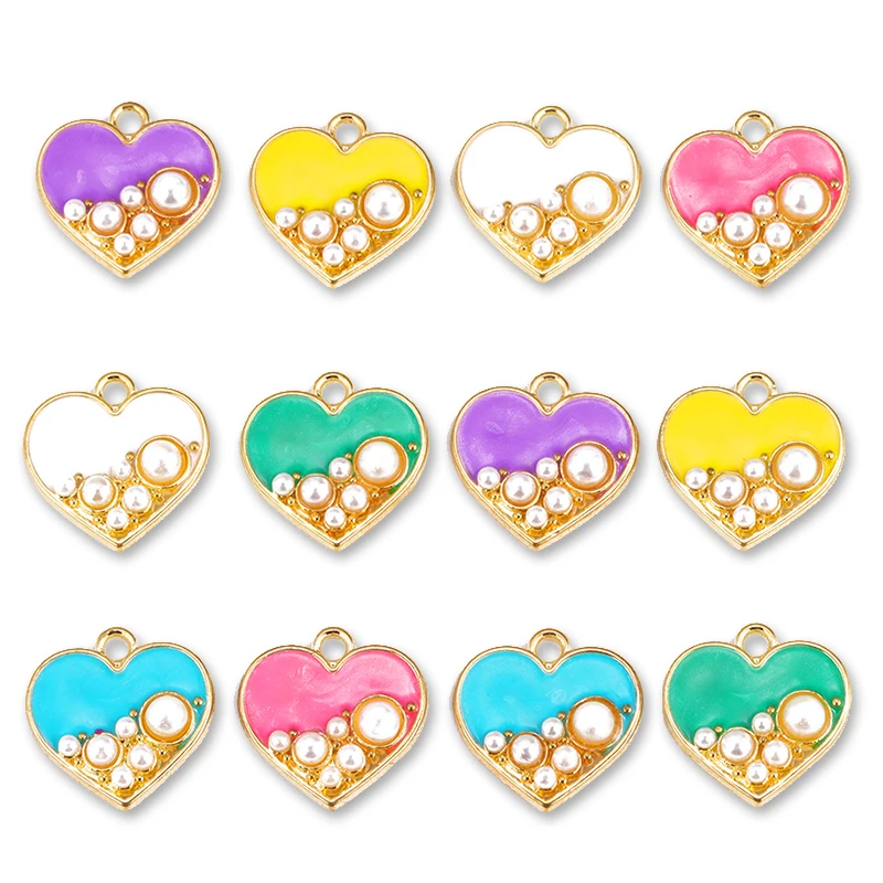 10 Stuks Kleurrijke Parel Emaille Liefde Hanger Vlinder Regenboog Legering Charme Voor Diy Armband Ketting Sieraden Maken Ornament Amulet
