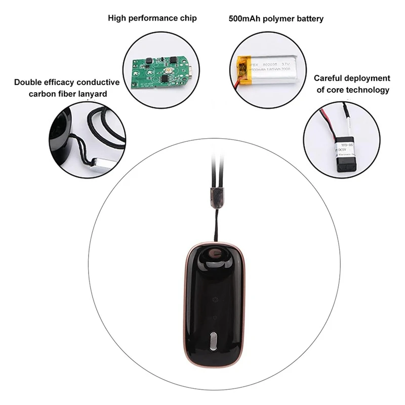 قلادة هوائية يمكن ارتداؤها، منقي هواء صغير منخفض الضوضاء قابل لإعادة الشحن، منقي هواء بالأيونات السالبة بحجم مناسب للسفر