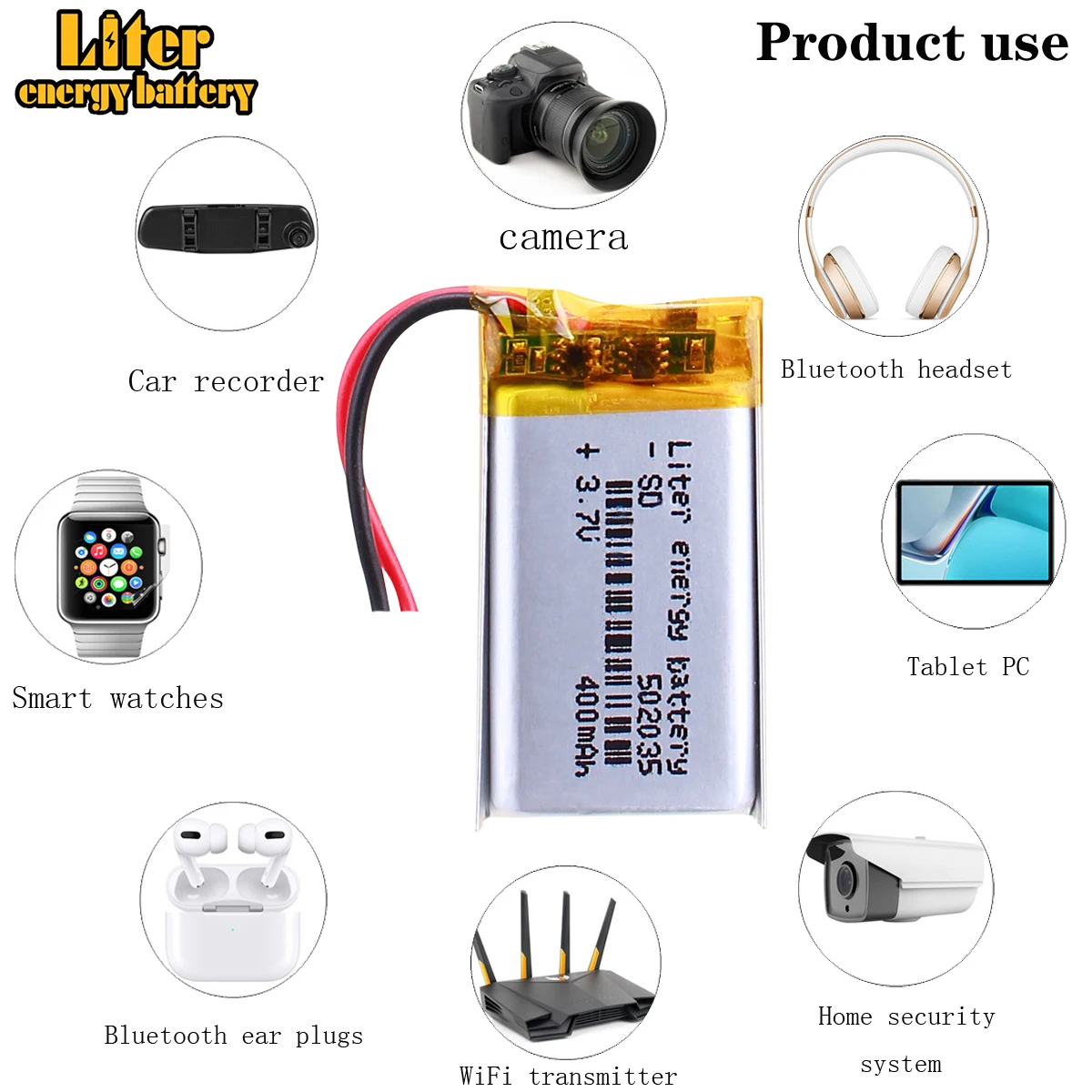 Liter energy battery 3.7V polymer lithium battery 052035 502035 MP3 recording pen point reading pen special 400MAH