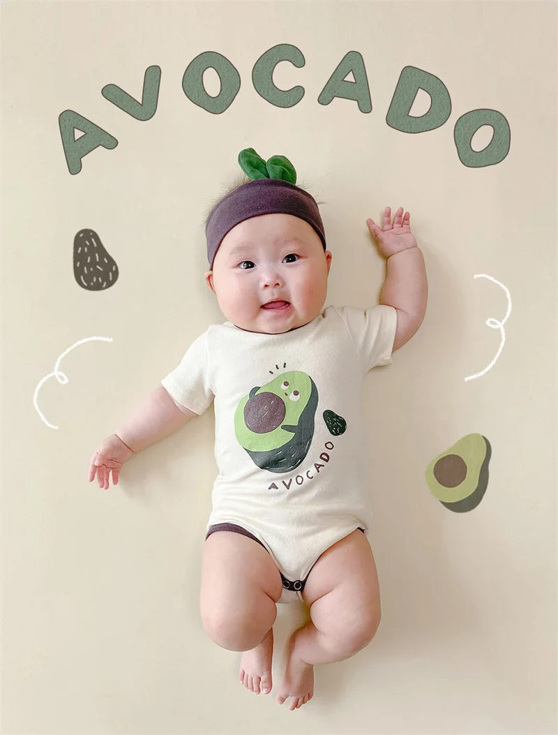 

Funny Newborn Baby Boys Girl Bodysuit Clothes Summer Infant Short Sleeve Romper Onesie Avocado Print Baby Jumpsuits Toddler 0-3