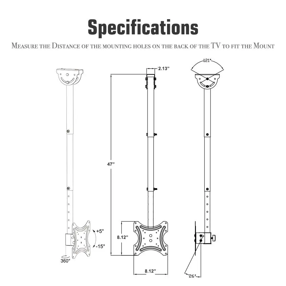 Adjustable TMC-7004 Ceiling Mount TV Bracket for 32 -55 Flat Screen - Retractable Roof Rack Holder