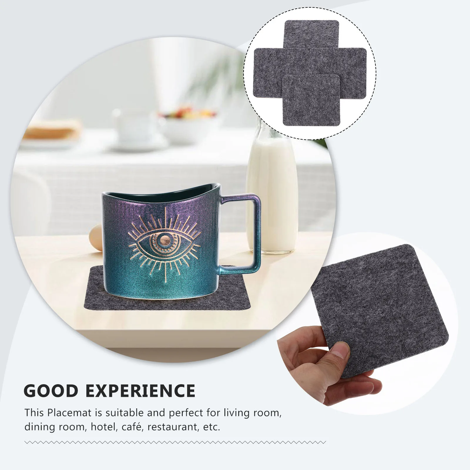 

4Pcs Felt Coaster Set Heat Insulated Cup Pads Table Protective Placemat Heat Resistant Drink Holders for Home Restaurant