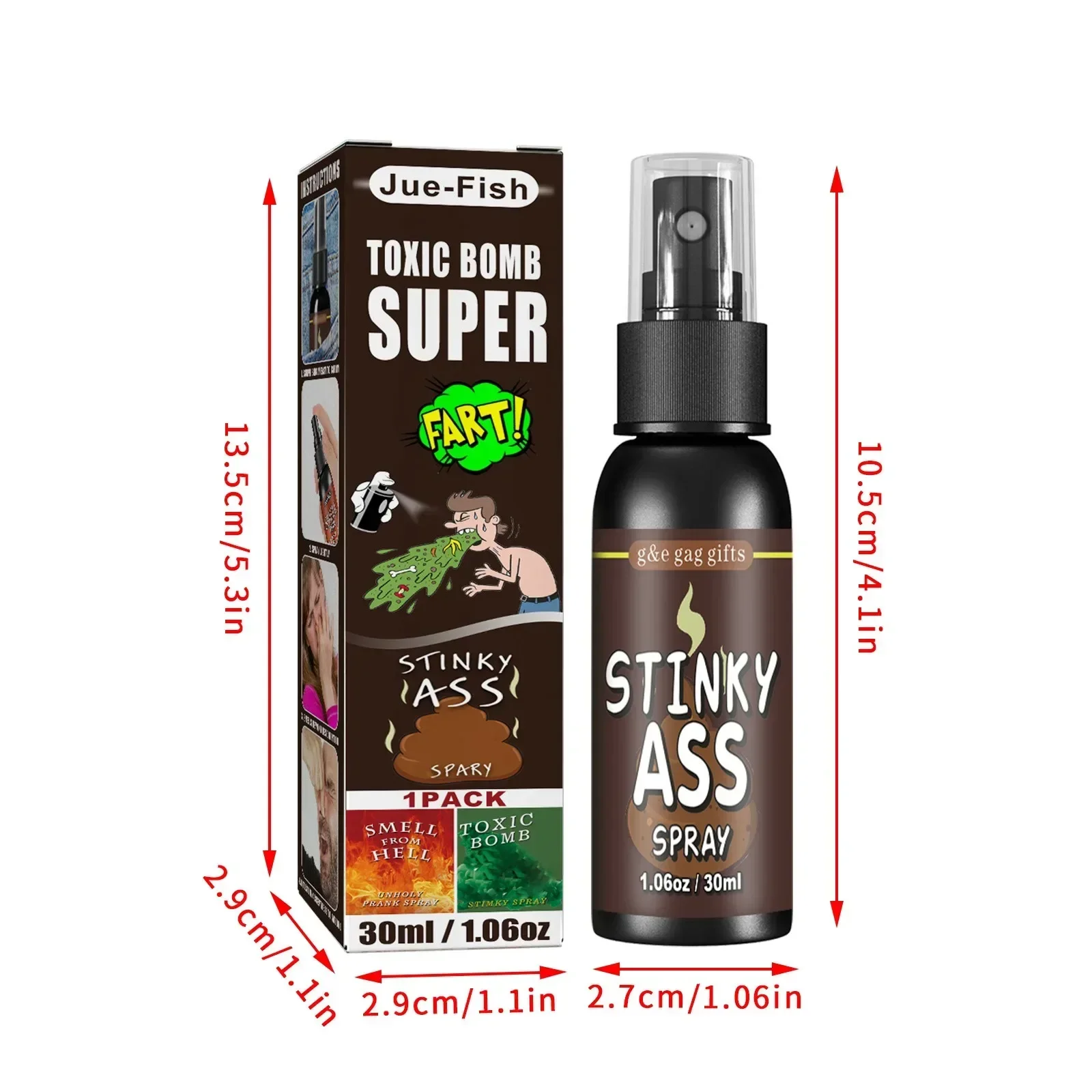 1/3PCS 30ML Super Fart Spary Gag Prank Poop Smell Liquid Spray Bottle Stink Bomb Smelly Props April Fools' Day Party Funny Toys