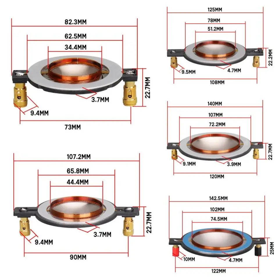 Bobine Voix Titane 44 Core Tweeter Haut-Parleur - Accessoire Audio Film Titane 8Ω 50-120W