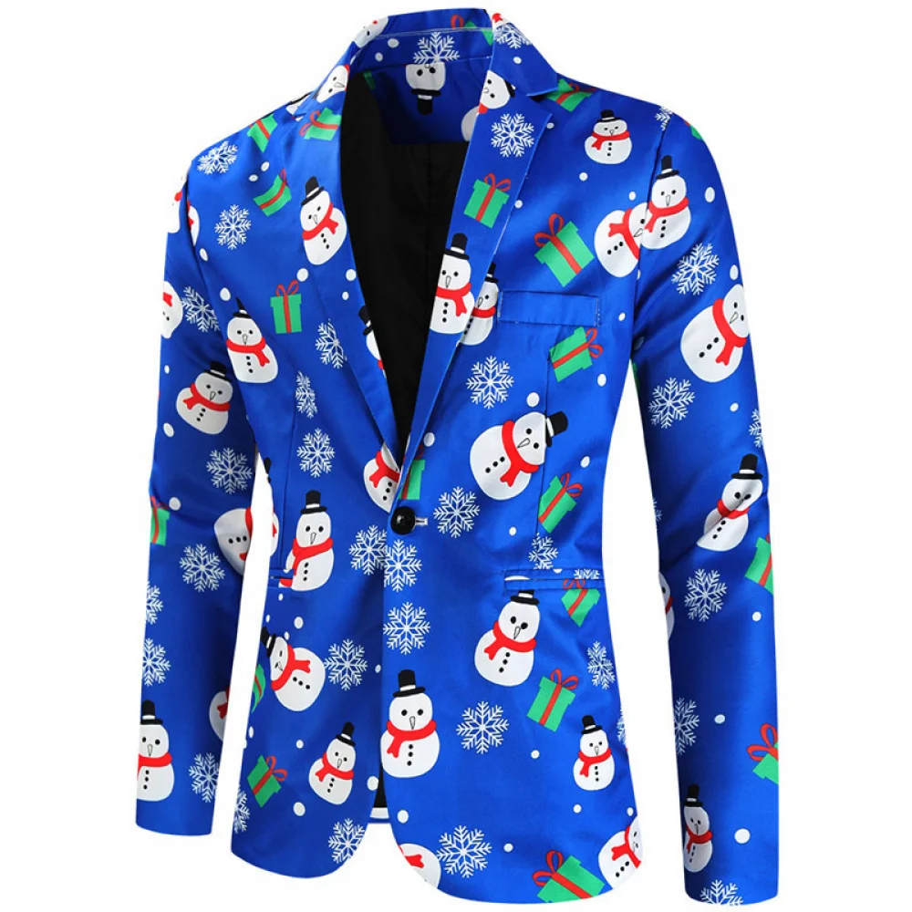 High Quality Men\'s Christmas Jacket Printing Funny Xmas Tree Snowman Pants Men Prom Festival Christmas Halloween Party Costume