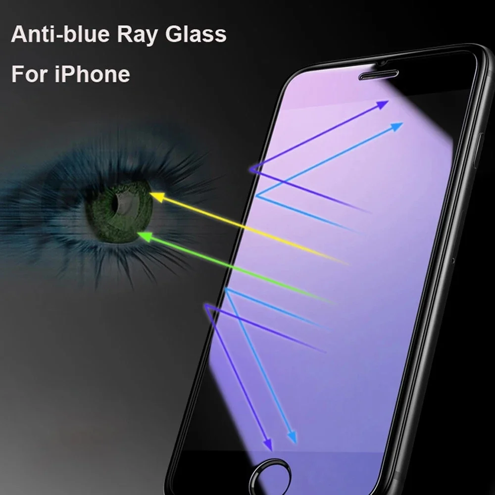 Matte Anti Blue Light Ray Tempered Glass Screen Protector For IPhone 16 Pro Max 15 14 13 12 Mini 11 Pro X XR XS Max