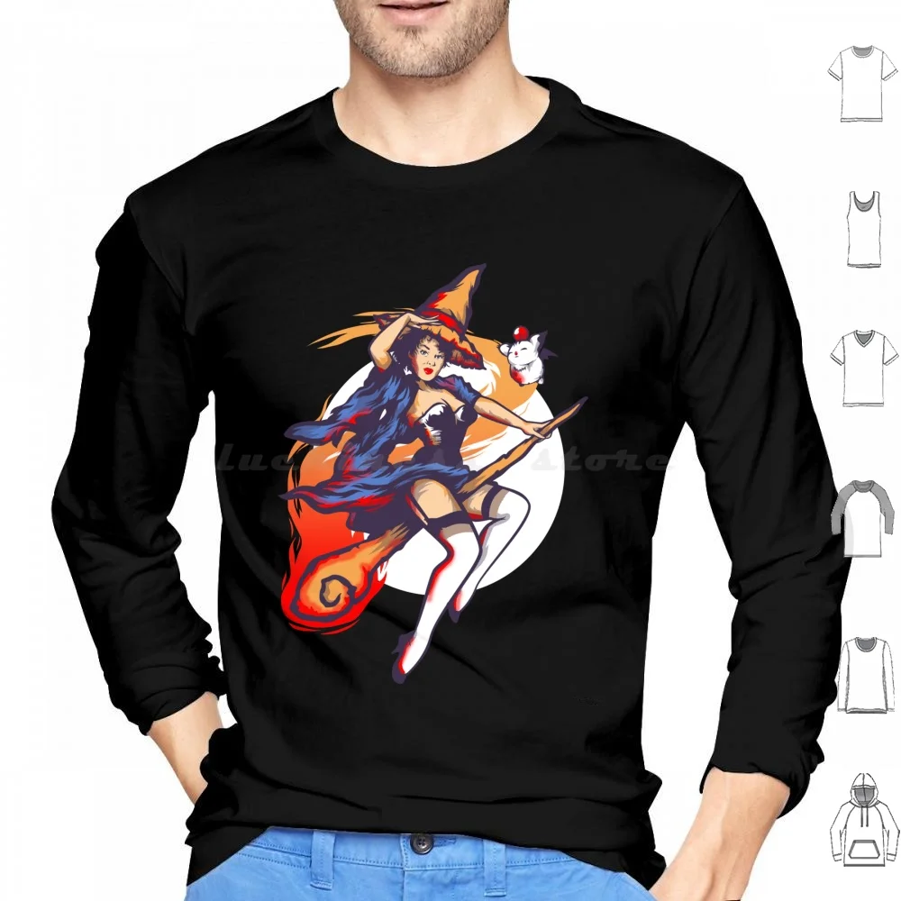 Sudadera con capucha de manga larga Black Magic Woman, diseño de maga mágica, Vivi de Final Fantasy, Pin-up, Tatuaje, Figura de mujer, Chica, Sombrero
