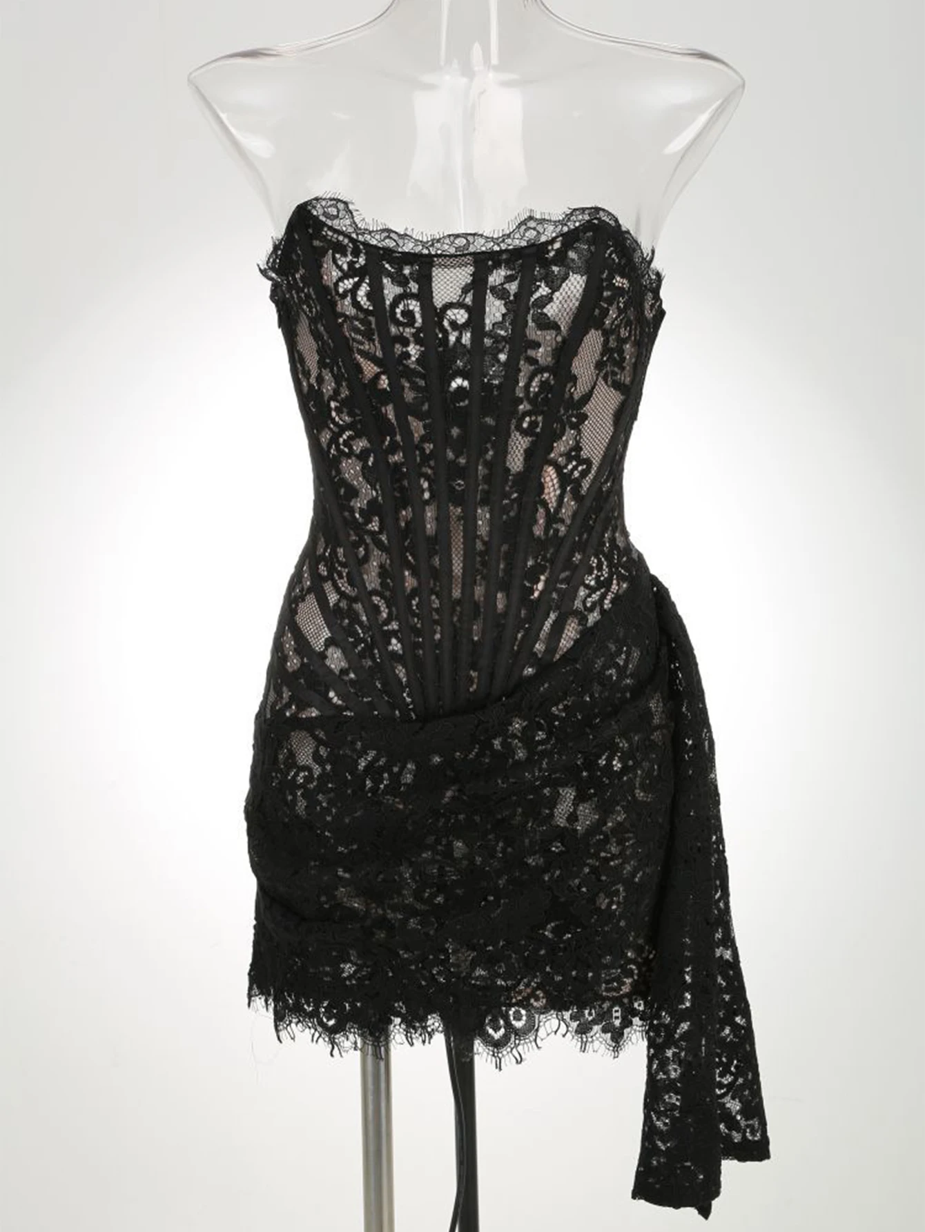 Sexy see through lace mini summer dress woman 2026 elegant bodycon birthday party dress ladies short evening dresses vestidos HL