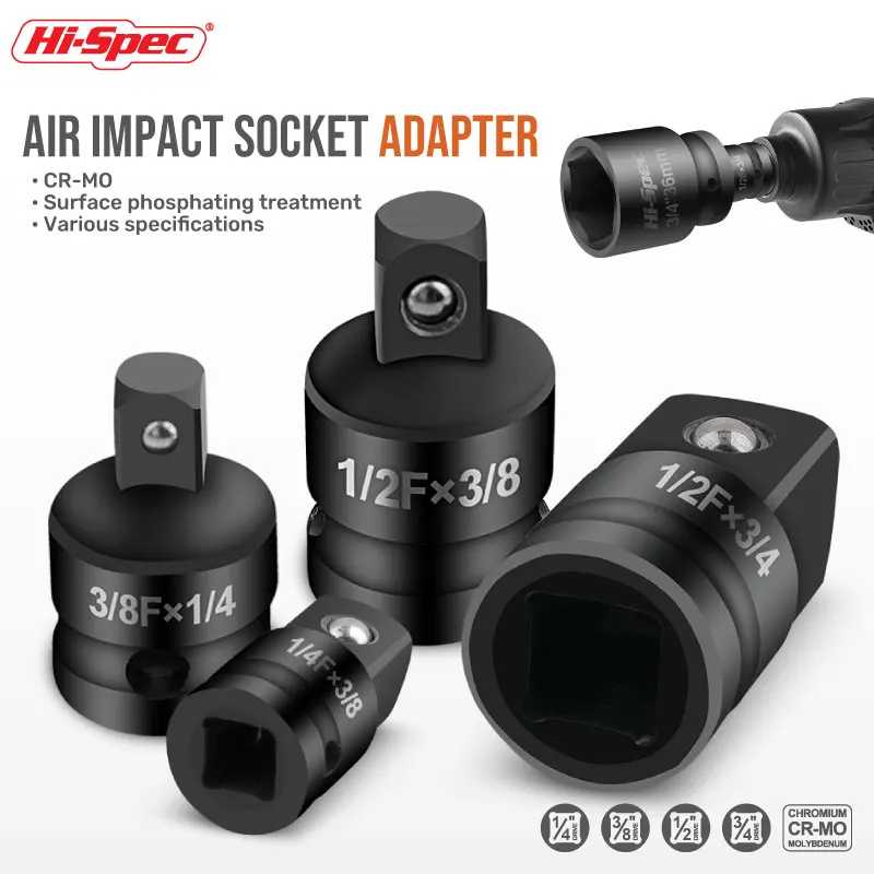 Hi-Spec 4-teiliger Schlagschrauber-Konverter-Adapter für die Größenumwandlung von 1/2 bis 3/8 und anderen Größen, ideal für Reparaturarbeiten – Detail 1