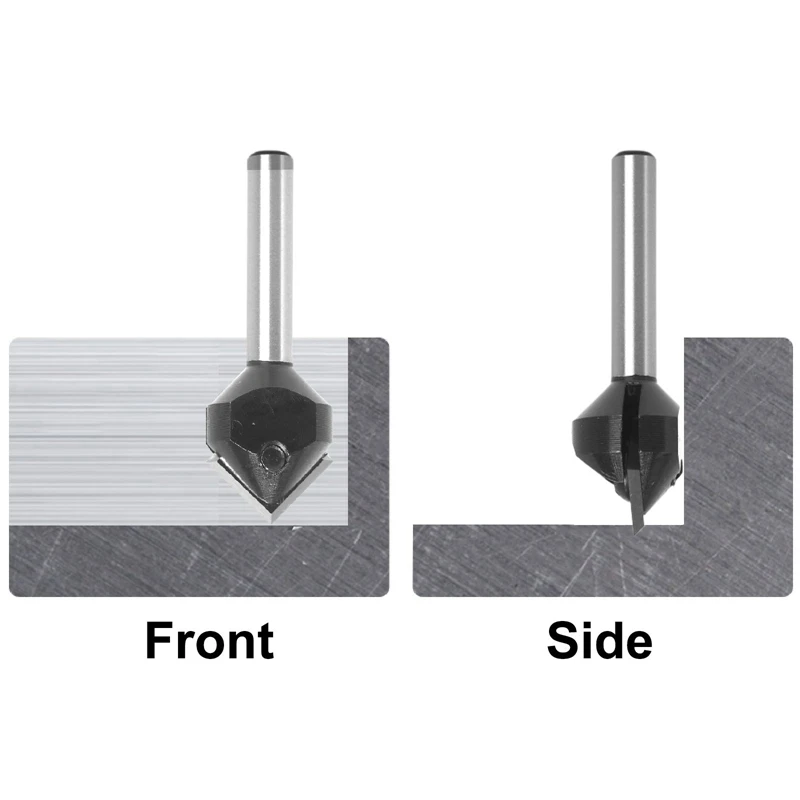 1/4Inch Shanks Carbide Spoiler V-Flute 90° Single Flute Ruter Drill Bit End Mill Woodworking Milling Cuttters Easy To Replace