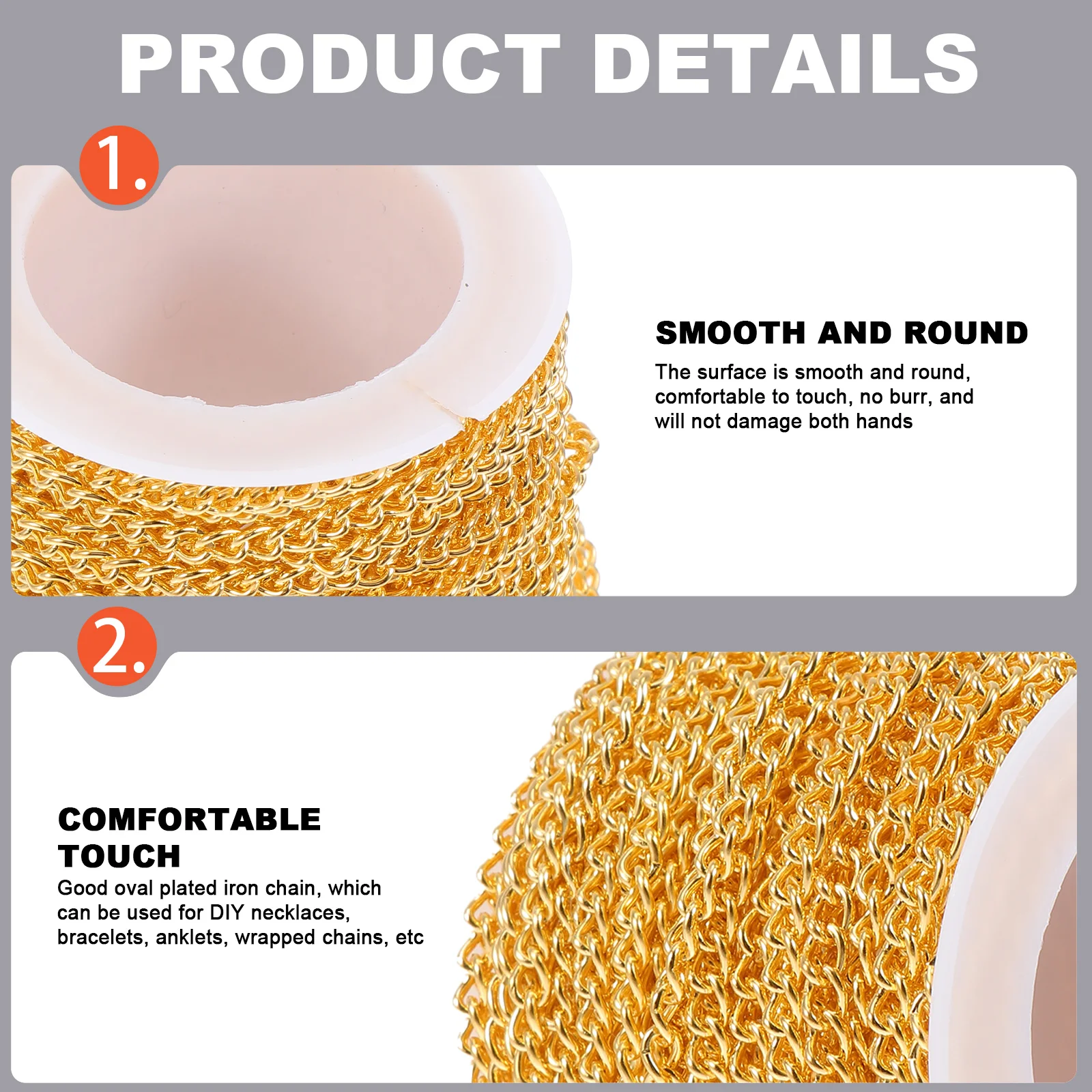 

Electroplated Iron Chains for Jewelry Making Smooth Surface Cuttable DIY Necklaces Bracelets Anklets Bag Chain Pendant Lanyard