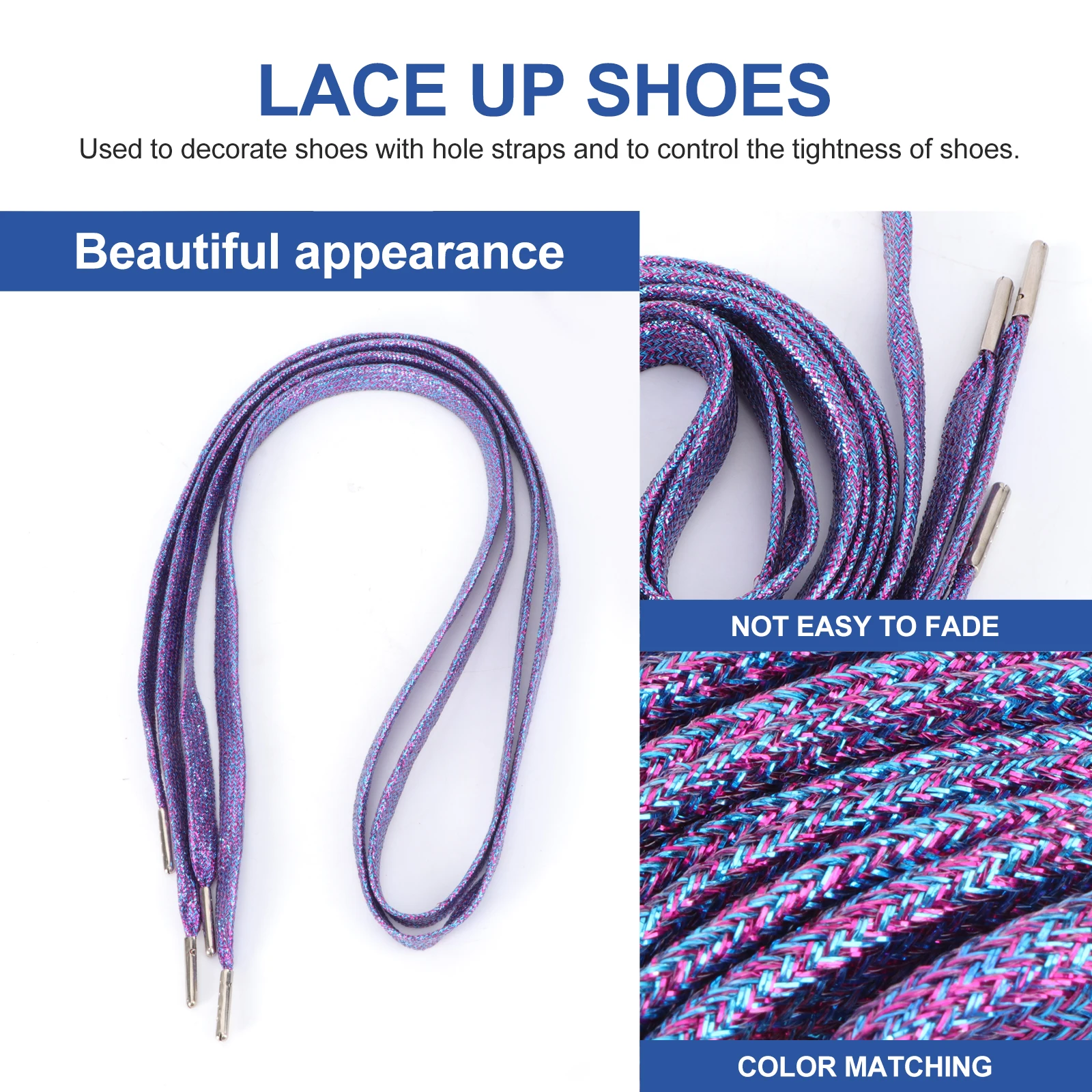 

1Pair Metal Head Shoelaces Colorful Flat Laces for Athletic Shoes Fashion Sneakers Decorate Control Tightness Eco Friendly