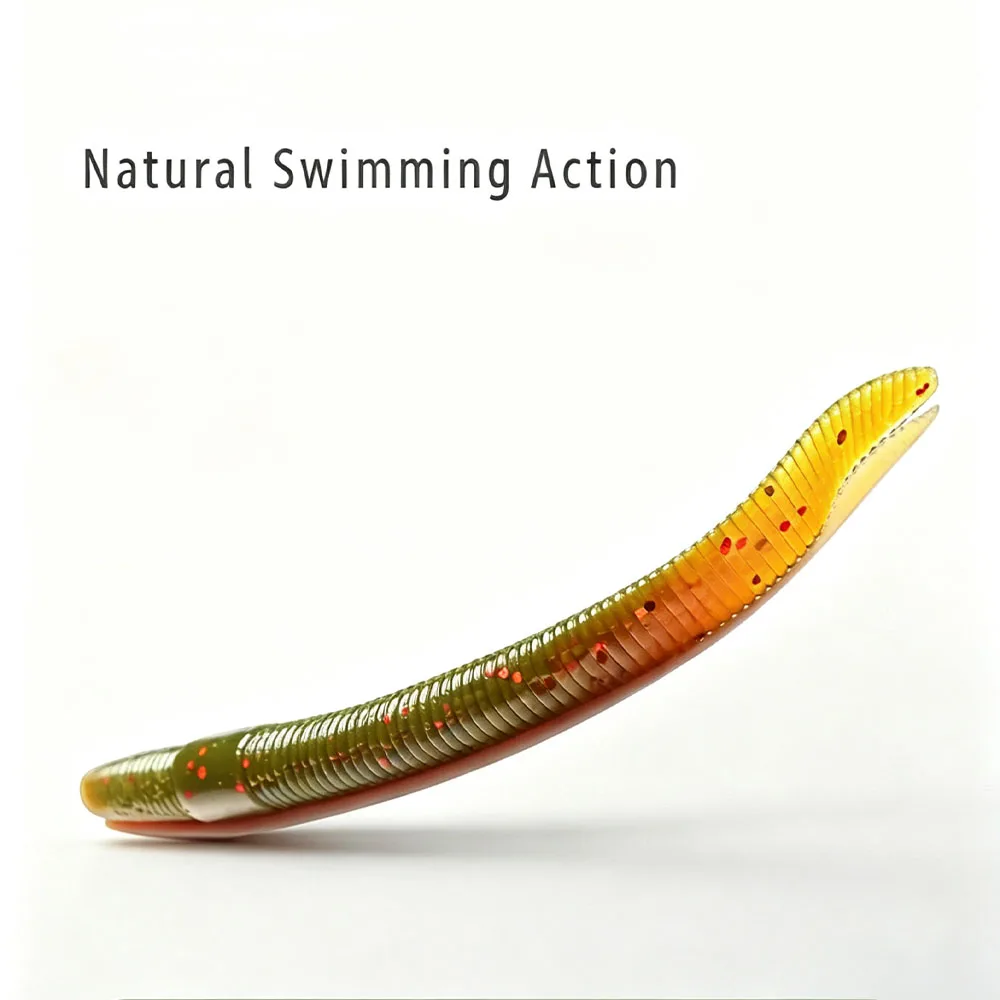 10 Stück Weiche Stick-Köder 99mm 2,9g Realistische Silikon-Angelköder Lebensechte Schwimmbewegung Künstlicher Wurm für Barsch, Hecht, Karpfen