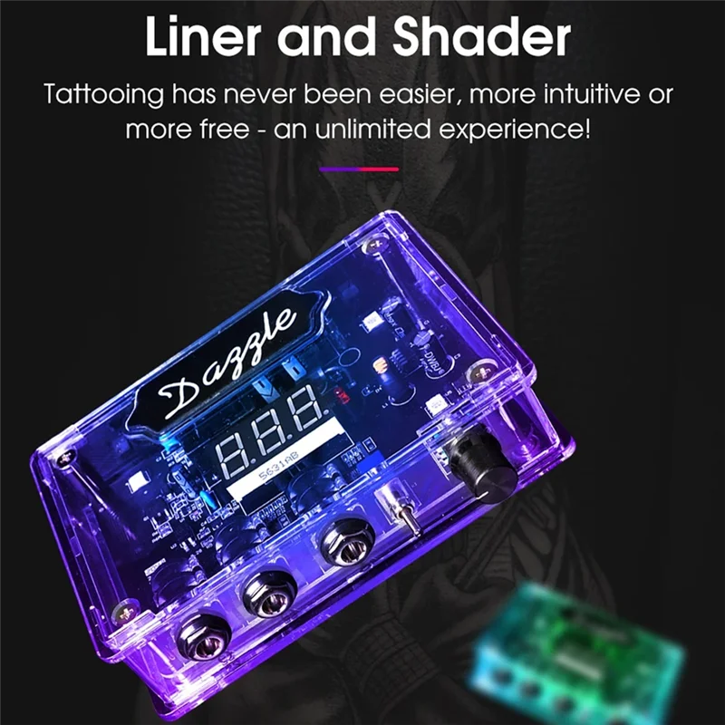 قوة الوشم شفافة مزدوجة الوضع LED منظم طاقة متكامل للضباب مناسب للملفات وأقلام الوشم الدوارة بقابس أمريكي