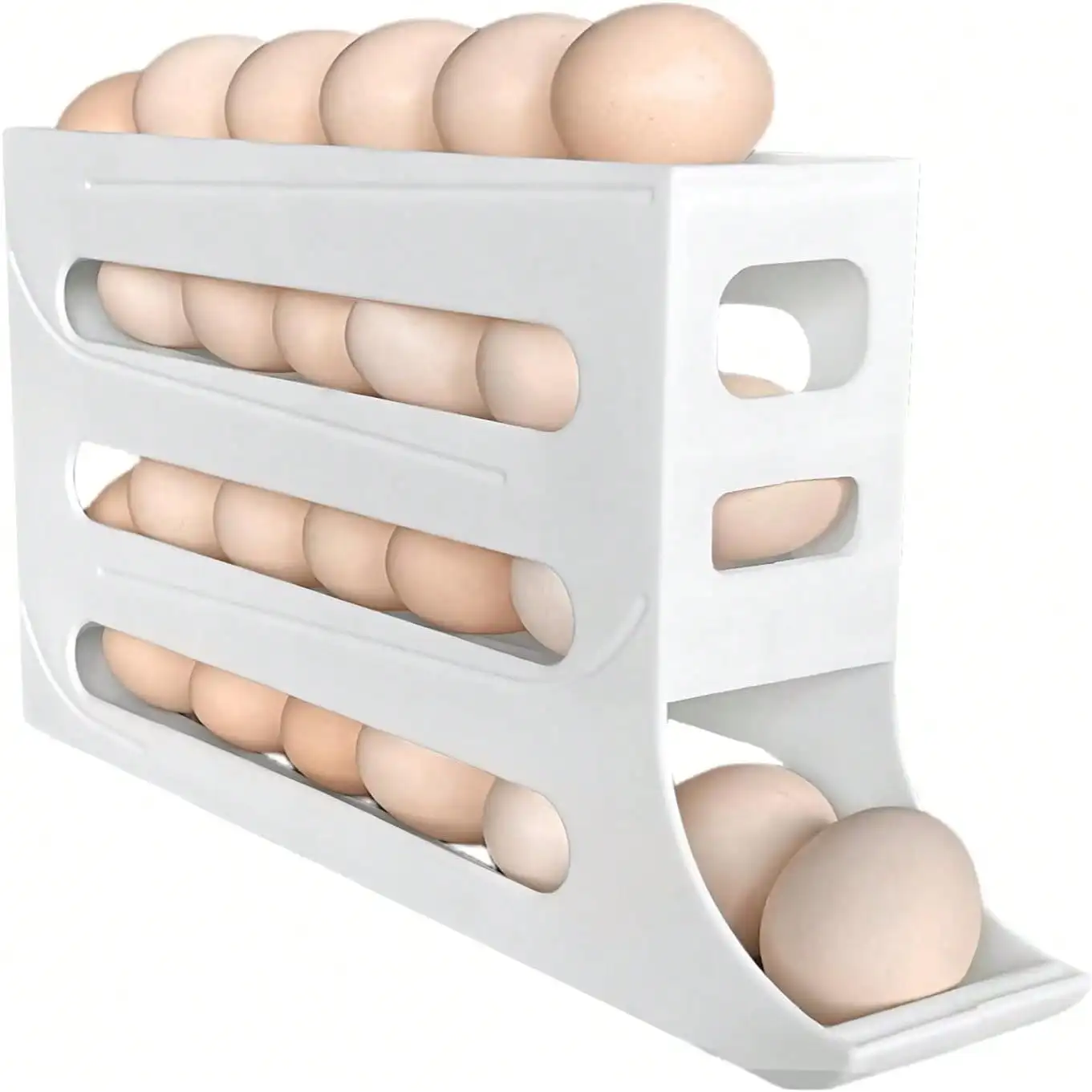 30 Eggs Refrigerator Holder - Automatic Rolling Refrigerator Egg Organizer, Space Saving Egg Dispenser Holder, 4 Tier Refrigerator Egg Holder, Large Capacity Egg Dispenser For Refrigerator Kitchen Storage Holiday Gift