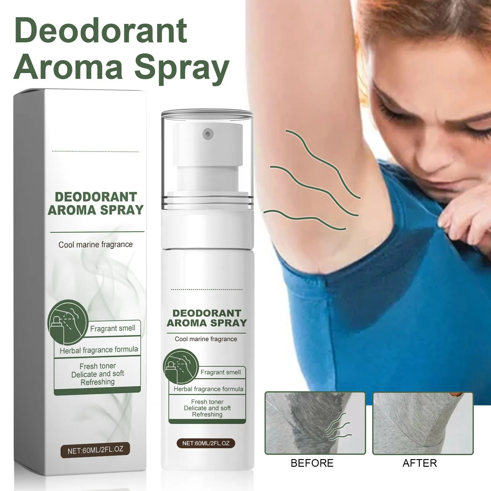 Antiperspirant Deodorant Spray, 60ml Hyperhidrosis Antiperspirant Deodorant, Men's & Women's Antiperspirant Deodorant Spray