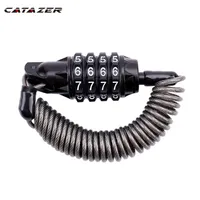 Bike Spring Cable Lock Bike Anti-theft Helmet Lock 4 Digit Password Bicycle Lock for Scooter Motorcycles Cycling Safety Portable