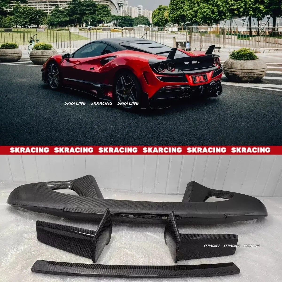 Carbon Fiber Spoiler Fits Ferrari F8 Coupe Spider 2020 UP Rear Trunk Wing Lip Body Kits Car Accessories