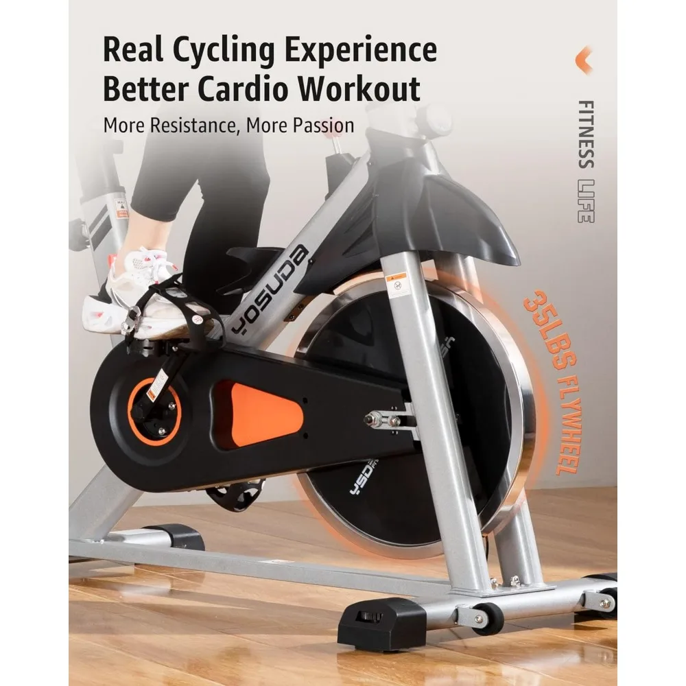 Indoor Cycling Bike Brake Pad/Magnetic Stationary Bike - Cycle Bike with Ipad Mount & Comfortable Seat Cushion