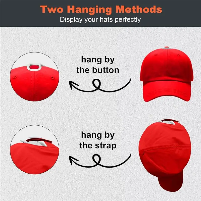 AED2-16 PCS Adhesive Hat Hooks For Baseball Caps, Strong Hat Organizer, Minimalist Hat Display, Hat Hangers For Wall (White)