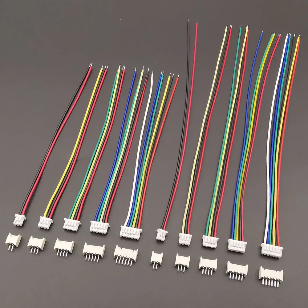 10Sets 1.25mm Pitch Mini Micro JST Connector 2/3/4/5/6/7/8 Pin Male Female JST 1.25 Terminal Socket Wires Length 10CM 15CM