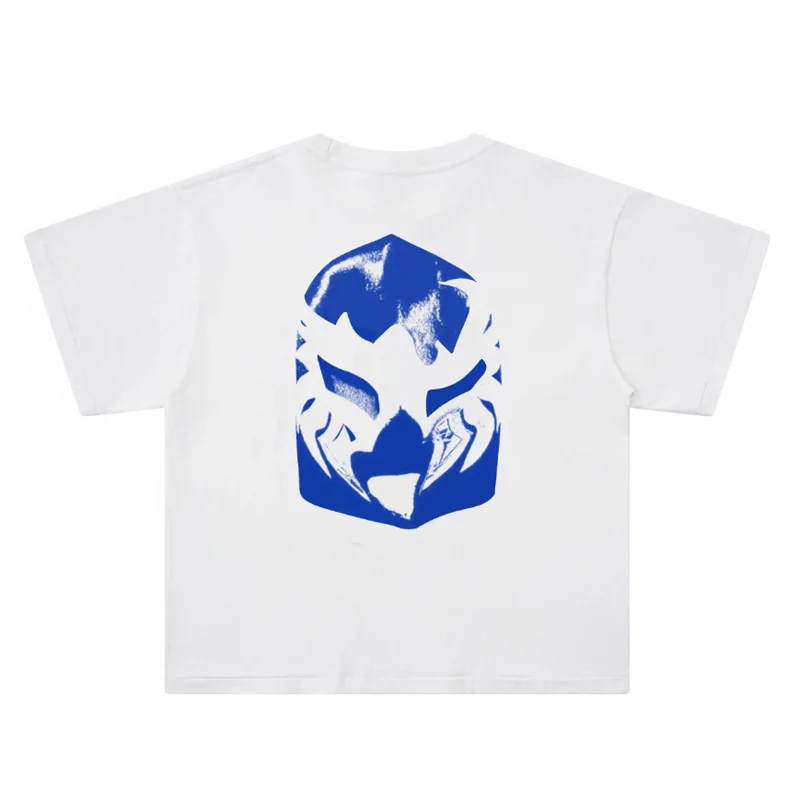 Kanye West Retro Streetwear Two‑sided Printed Tee Tops Red Star Face‑mask Graphic KANYE WEST Short‑sleeve Shirt