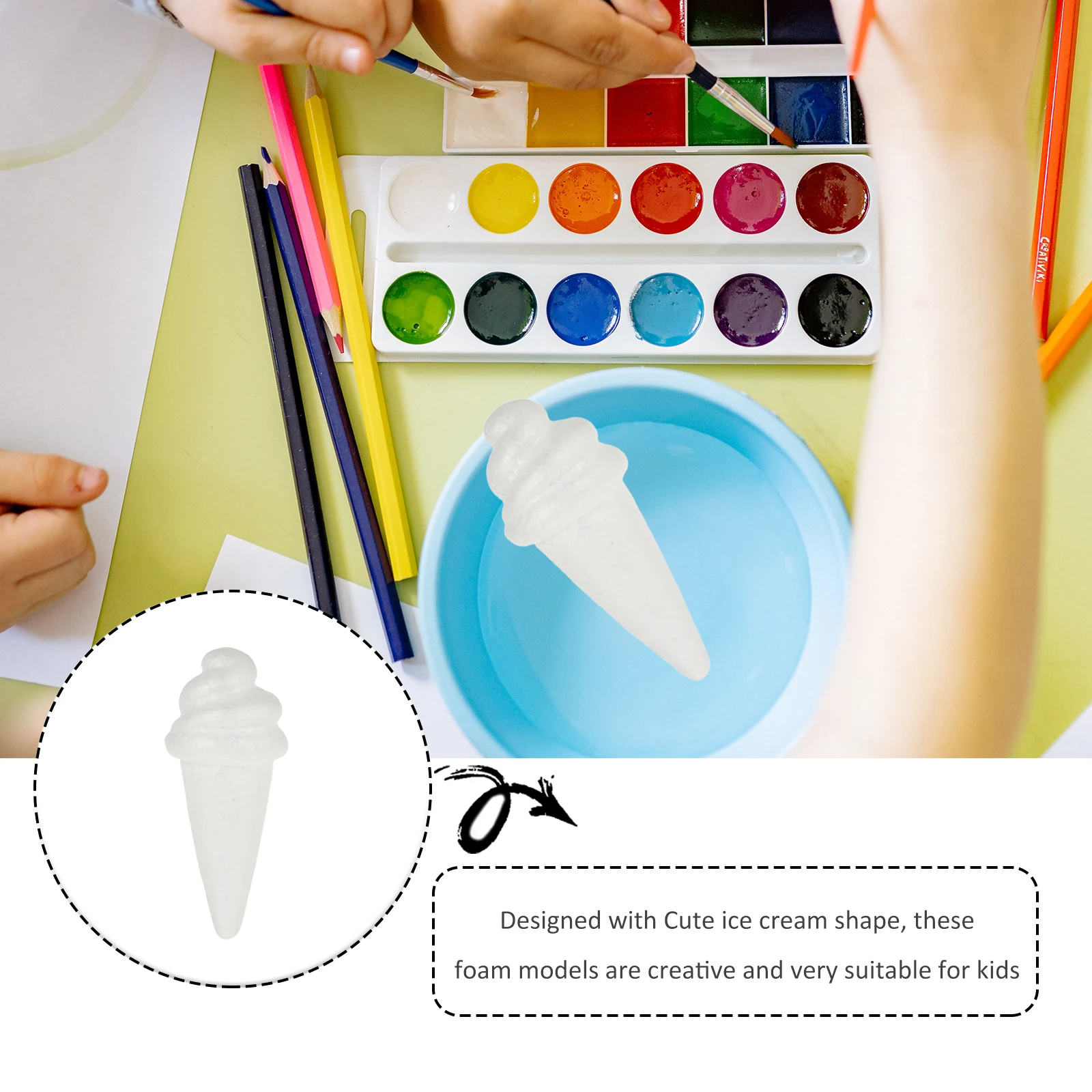 

10 pcs Ice Cream Shape Foam Diy Painting Craft Kids Educational Art White Foam Decorative Models Party School Project Handmade