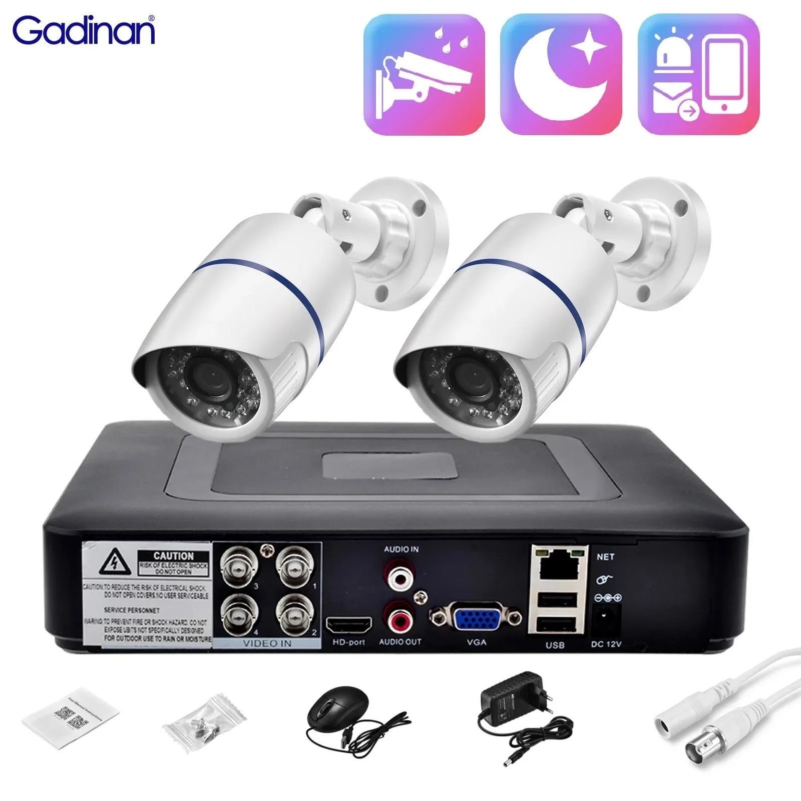 Gadinan H.265X AHD Camera DVR CCTV Kit Outdoor Bewegingsdetectie Audio Surveillance 5MP IP Intelligente Monitoring Webcam XMEye