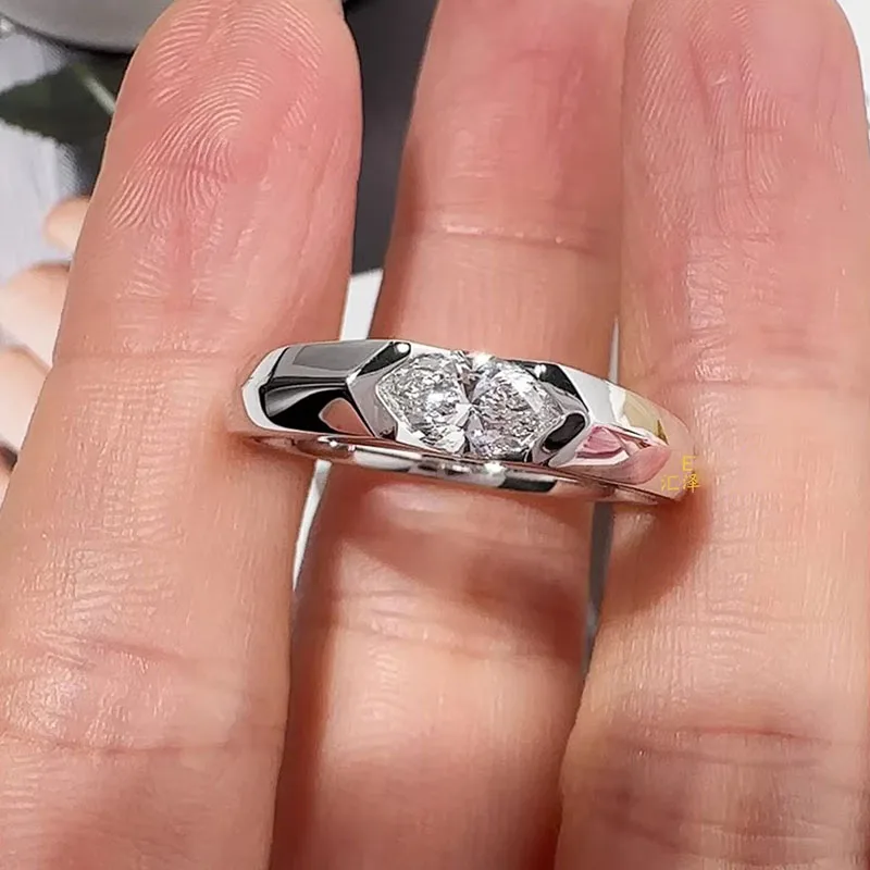 Bague en or blanc massif platine pt950, bague en diamant de laboratoire IGI, forme radiante, couleur DE, bague de mariage ﻿