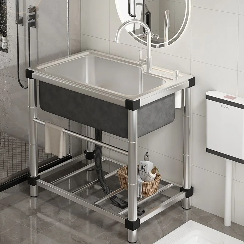 Kitchen Thickened stainless steel vegetable basin Household sink Large single sink Integrated dishwasher with bracket Commercial