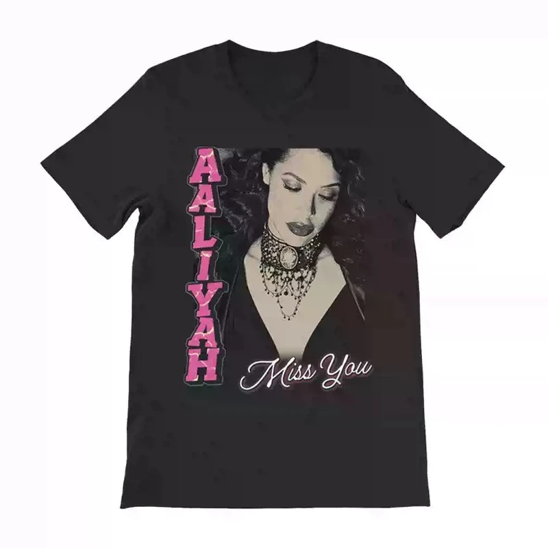 American Female Singer Aaliyah's American Retro Oversized Streetwear T-shirt