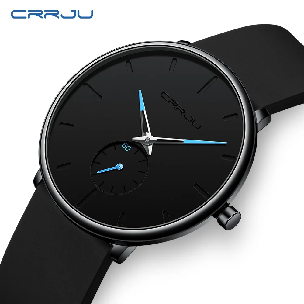 CRRJU 2150 Men Watch Casual Quartz Watches For Men Clock Man Silicone Strap Wristwatch Friends Family Gift Valentine's Day
