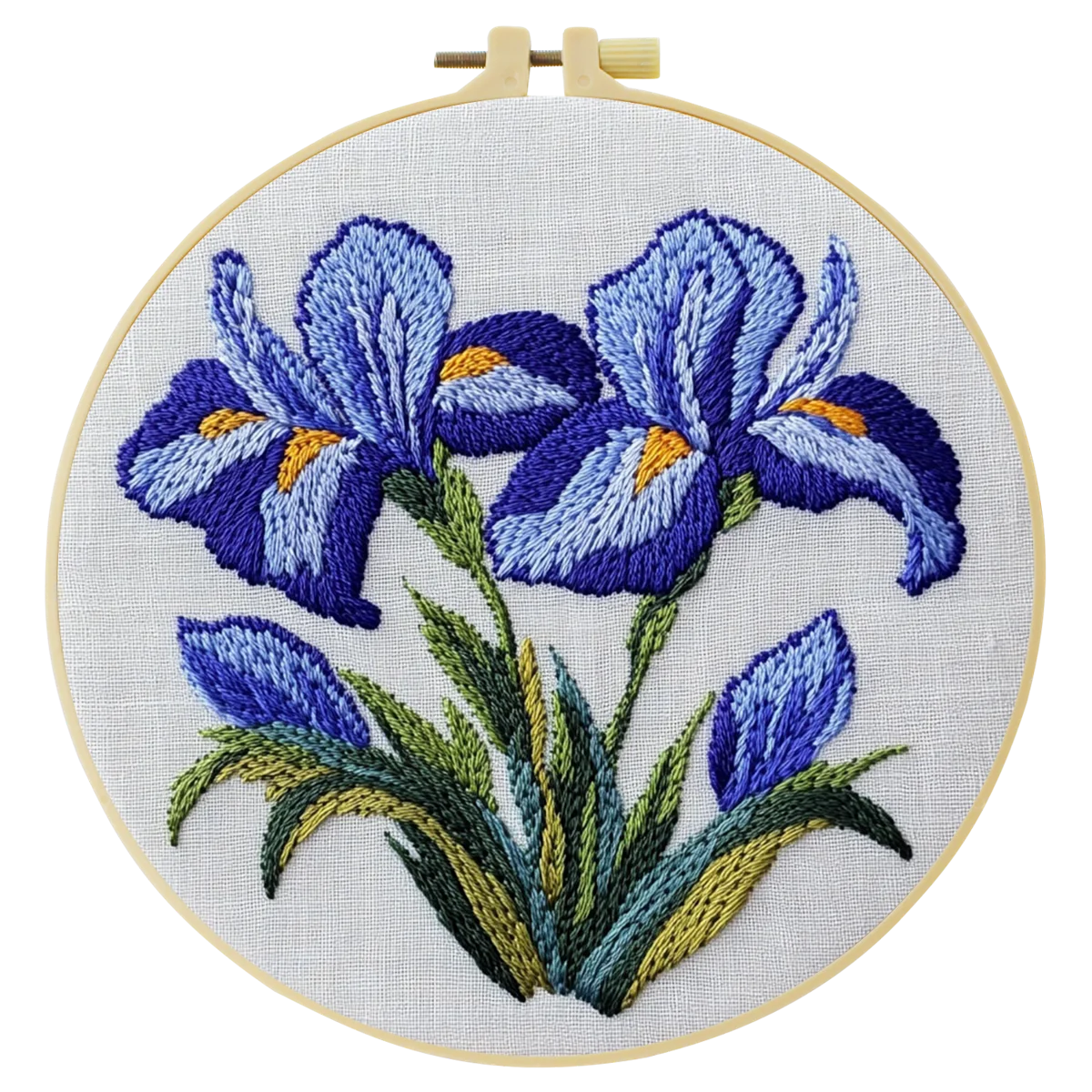 1 Stück 20X20CM/15X15CM 7,87/6,3 Zoll Blau-Lila Blumen Taschen-Stickerei Starter-Kit DIY-Kit DIY-Stickerei-Set Handarbeiten – Detail 6