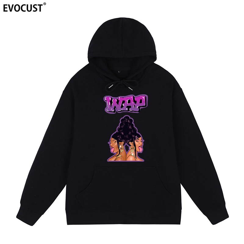 Cardi B Megan thee Stallion WAP Hip Hop Rap Unisex Black Hoodies Sweatshirts men women unisex Cotton