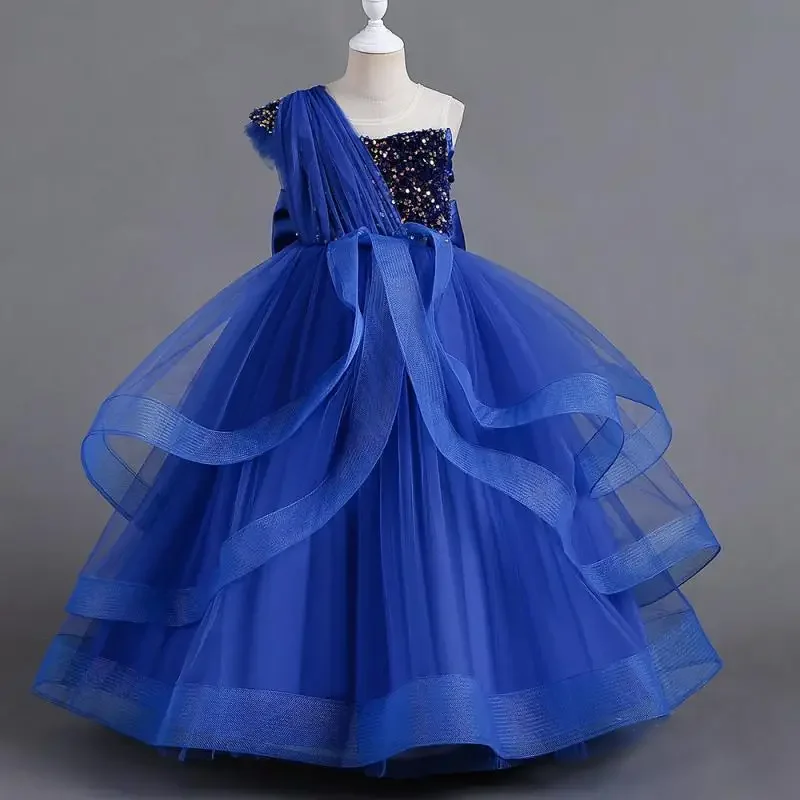 Girls First Communion Dress Children Summer Prom Pageant Ball Gown Girl Wedding Long Dresses for Kids Piano Performance Vestidos