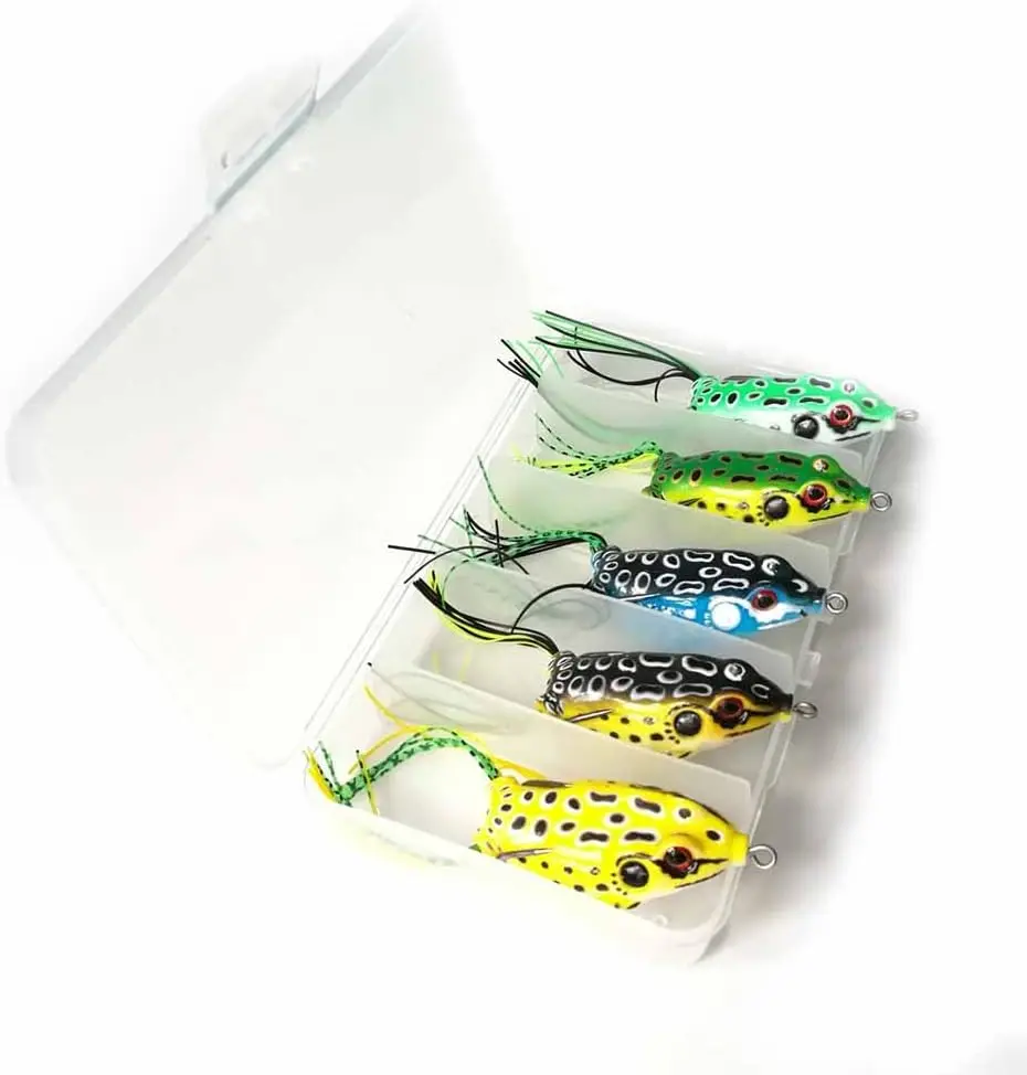 5pcs Frog Lure Ray Frog Topwater Fishing Crankbait Lures/Artificial Soft Bait 5.5CM 8G Soft Tube Bait