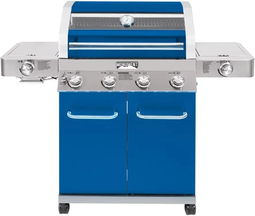 

Grills Larger 4-Burner Propane Gas Grills with Lid, Built-In Thermometer, Infrared Side Sear Burners & Side Burners