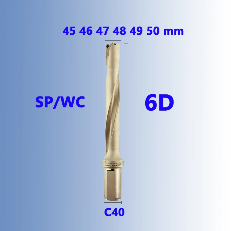 6D Extended U Drill WC SP Violent Drill Horizontal Lathe Machining Center Superhard Deep Hole With Centring 45mm 46mm 47mm 48mm