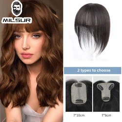 Human Hair Toppers For Women Clip In Toppers Black/Brown Straight Hairpieces For Mild Hair Loss Volume Cover White Hair 12 Inch